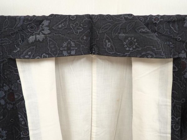 Photo7: 6721T11z680 Vintage Japanese Kimono Silk TSUMUGI Flower Gray (7)