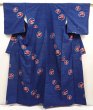 Photo1: 6721T13z850 Vintage Japanese Kimono Silk TSUMUGI Flower Royal blue (1)