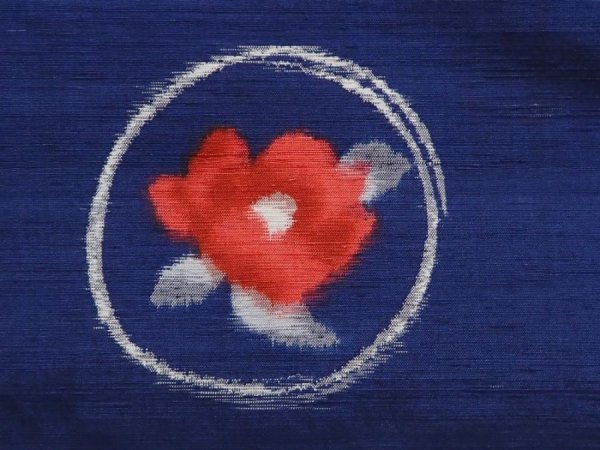 Photo6: 6721T13z850 Vintage Japanese Kimono Silk TSUMUGI Flower Royal blue (6)