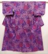 Photo1: 6722T04z560 Vintage Japanese Kimono Silk MEISEN Hydrangea Light purple (1)