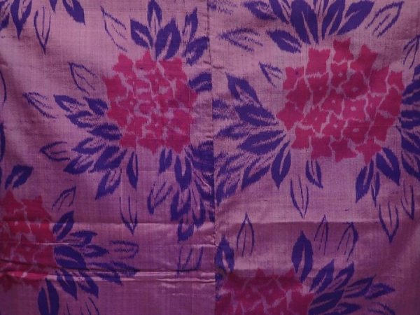 Photo5: 6722T04z560 Vintage Japanese Kimono Silk MEISEN Hydrangea Light purple (5)