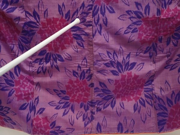 Photo7: 6722T04z560 Vintage Japanese Kimono Silk MEISEN Hydrangea Light purple (7)