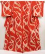Photo1: 6722T06z1030 Vintage Japanese Kimono Silk OMESHI  Red (1)