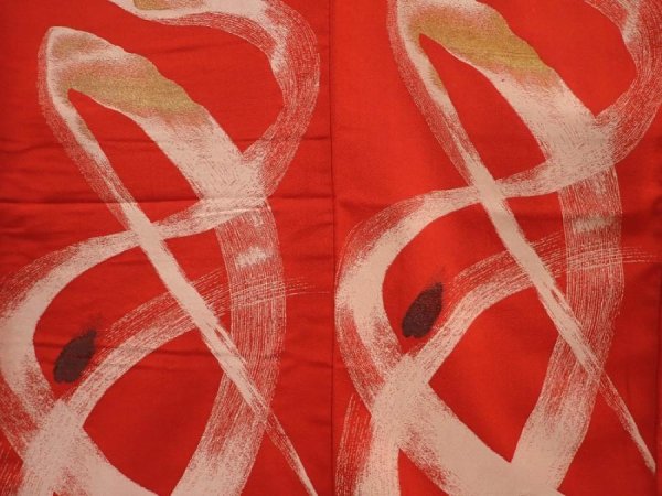 Photo5: 6722T06z1030 Vintage Japanese Kimono Silk OMESHI  Red (5)
