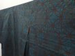 Photo2: 6722T07z490 Vintage Japanese Kimono Silk TSUMUGI  Deep cyan (2)