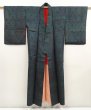 Photo8: 6722T07z490 Vintage Japanese Kimono Silk TSUMUGI  Deep cyan (8)