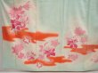 Photo5: 6722T10z920 Vintage Japanese Kimono Silk FURISODE Peony Light blue (5)