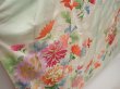 Photo3: 6722T12z940 Vintage Japanese Kimono Silk FURISODE Chrysanthemum Soft green (3)
