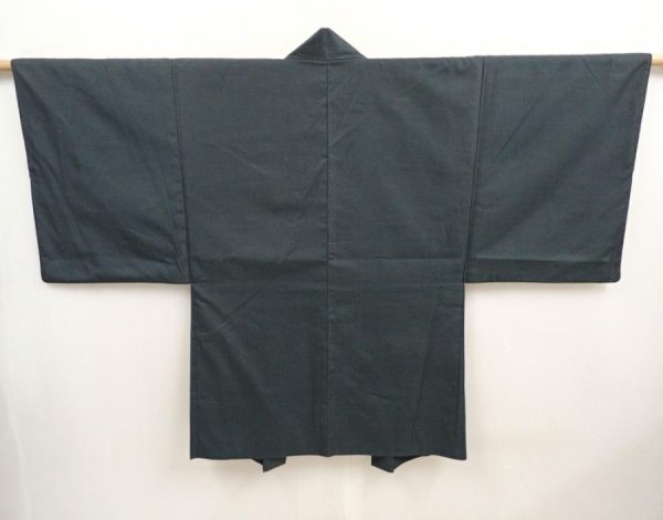 Photo5: 6723T01z510 Vintage Japanese Kimono Silk Men's HAORI Samurai Dark cyan (5)
