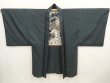 Photo6: 6723T01z510 Vintage Japanese Kimono Silk Men's HAORI Samurai Dark cyan (6)