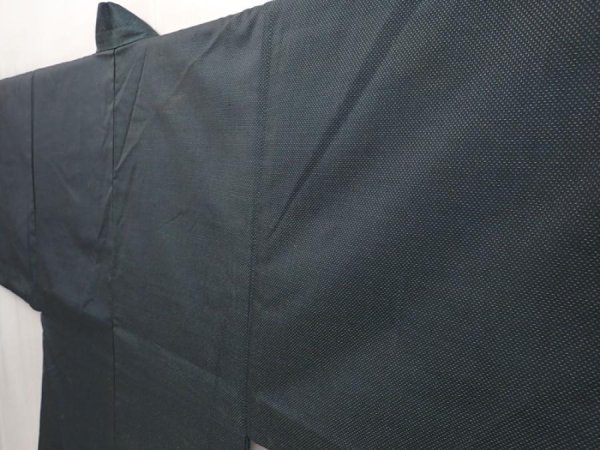 Photo7: 6723T01z510 Vintage Japanese Kimono Silk Men's HAORI Samurai Dark cyan (7)