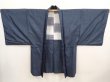 Photo1: 6723T03z490 Vintage Japanese Kimono Silk Men's OSHIMA HAORI  Blue-Gray (1)