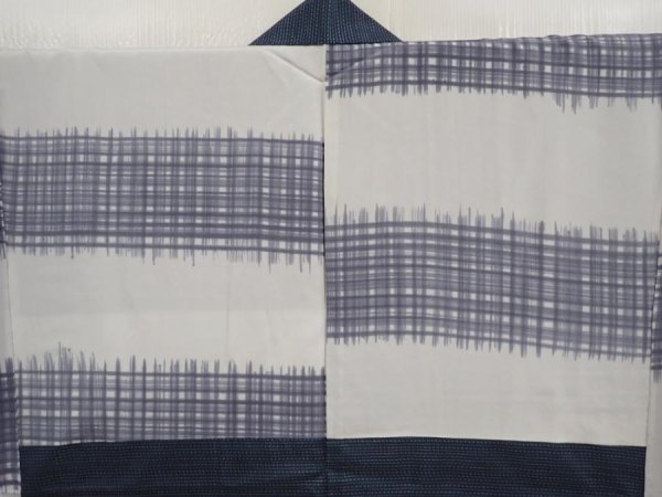 Photo4: 6723T03z490 Vintage Japanese Kimono Silk Men's OSHIMA HAORI  Blue-Gray (4)