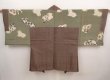 Photo1: 6723T04z410 Vintage Japanese Kimono Silk Men's HAORI Dog Light brown (1)
