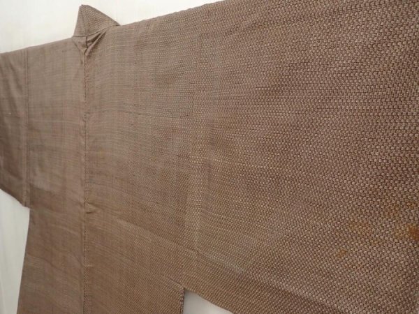 Photo5: 6723T04z410 Vintage Japanese Kimono Silk Men's HAORI Dog Light brown (5)