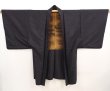 Photo4: 6723T07z670 Vintage Japanese Kimono Silk Men's HAORI  Lamp black (4)