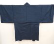 Photo1: 6723T08z590 Vintage Japanese Kimono Silk Men's HAORI Plain Dark navy (1)