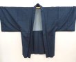 Photo3: 6723T08z590 Vintage Japanese Kimono Silk Men's HAORI Plain Dark navy (3)