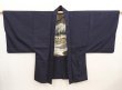 Photo5: 6723T10z650 Vintage Japanese Kimono Silk Men's HAORI Edo era Dark navy (5)