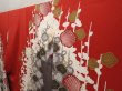 Photo2: 6723T11z1210  Japanese Kimono Silk FURISODE Flower Dark red (2)