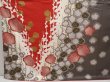 Photo5: 6723T11z1210  Japanese Kimono Silk FURISODE Flower Dark red (5)