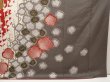 Photo7: 6723T11z1210  Japanese Kimono Silk FURISODE Flower Dark red (7)