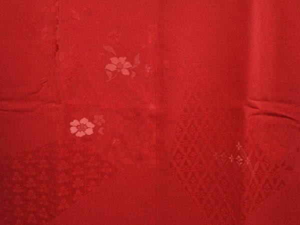 Photo3: 6724T01z560 Vintage Japanese Kimono Silk HAORI COAT Flower Red-Pink (3)