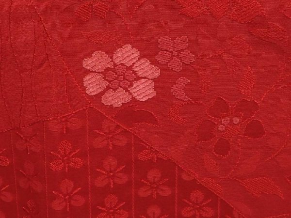 Photo4: 6724T01z560 Vintage Japanese Kimono Silk HAORI COAT Flower Red-Pink (4)