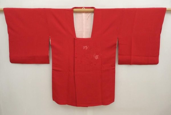 Photo5: 6724T01z560 Vintage Japanese Kimono Silk HAORI COAT Flower Red-Pink (5)
