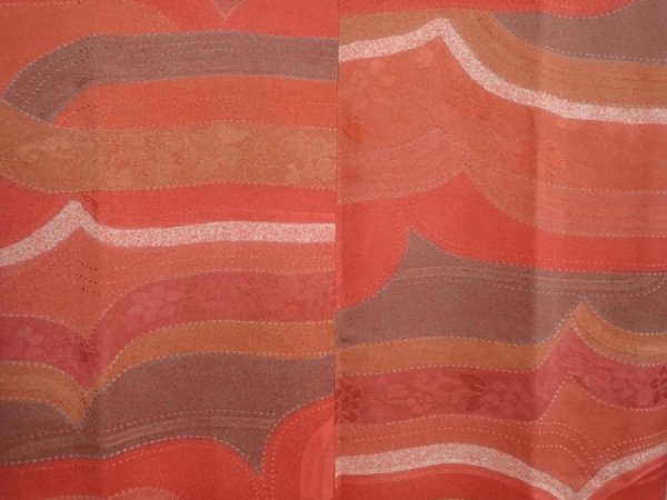 Photo3: 6724T02z580 Vintage Japanese Kimono Silk HAORI COAT  Coral pink (3)