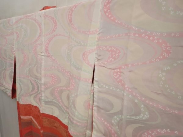 Photo7: 6724T02z580 Vintage Japanese Kimono Silk HAORI COAT  Coral pink (7)