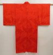 Photo1: 6724T03z370 Vintage Japanese Kimono Silk JUBAN Flying crane Red (1)