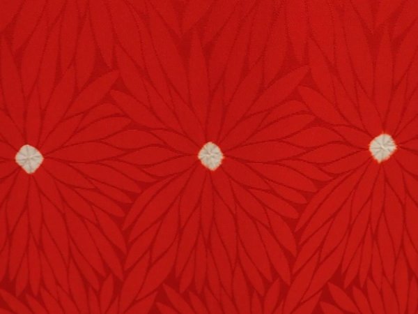 Photo4: 6724T04z520 Vintage Japanese Kimono Silk JUBAN Chrysanthemum Red (4)
