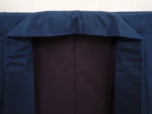 Photo5: 6724T05z890 Vintage Japanese Kimono Silk Men's  Plain Navy (5)