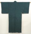 Photo1: 6724T06z600 Vintage Japanese Kimono Silk Men's  Plain Dark cyan (1)