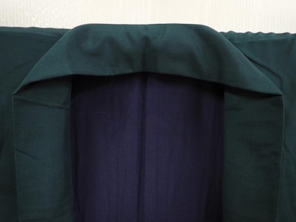 Photo5: 6724T06z600 Vintage Japanese Kimono Silk Men's  Plain Dark cyan (5)