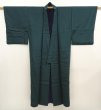 Photo6: 6724T06z600 Vintage Japanese Kimono Silk Men's  Plain Dark cyan (6)