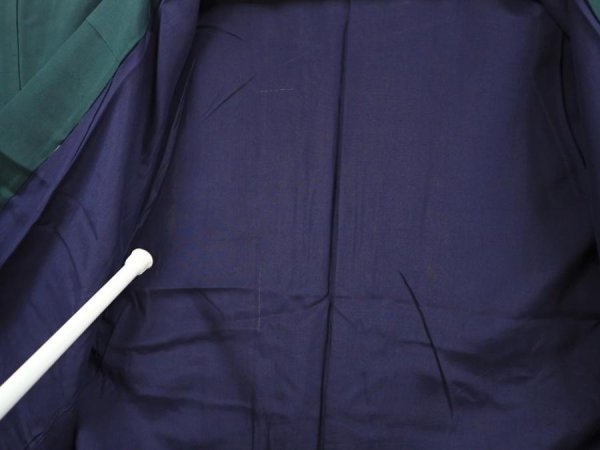 Photo8: 6724T06z600 Vintage Japanese Kimono Silk Men's  Plain Dark cyan (8)
