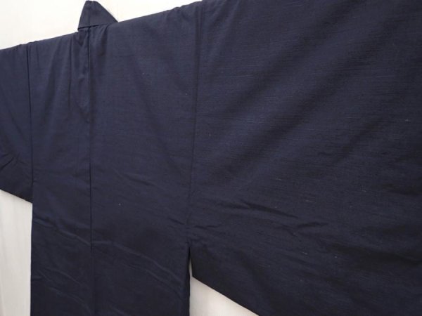 Photo2: 6724T07z1050 Vintage Japanese Kimono Silk Men's  Plain Dark navy (2)