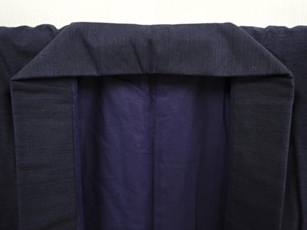 Photo5: 6724T07z1050 Vintage Japanese Kimono Silk Men's  Plain Dark navy (5)