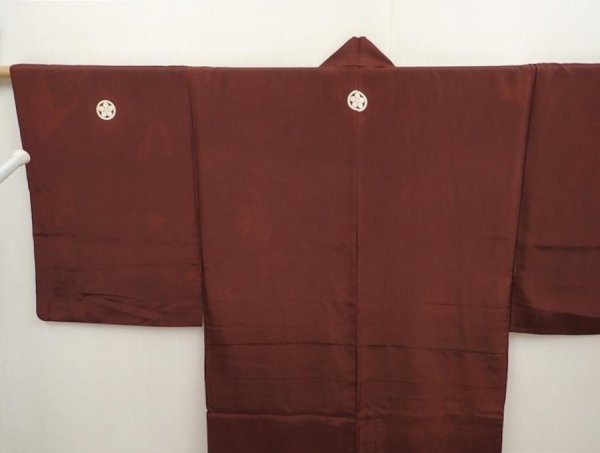 Photo4: 6724T08z570 Vintage Japanese Kimono Silk Men's  Plain Brown (4)