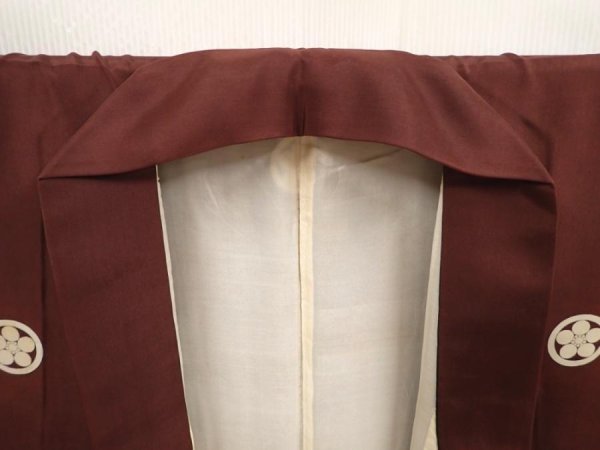Photo5: 6724T08z570 Vintage Japanese Kimono Silk Men's  Plain Brown (5)