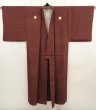 Photo6: 6724T08z570 Vintage Japanese Kimono Silk Men's  Plain Brown (6)