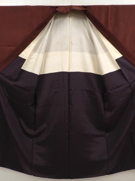 Photo7: 6724T08z570 Vintage Japanese Kimono Silk Men's  Plain Brown (7)