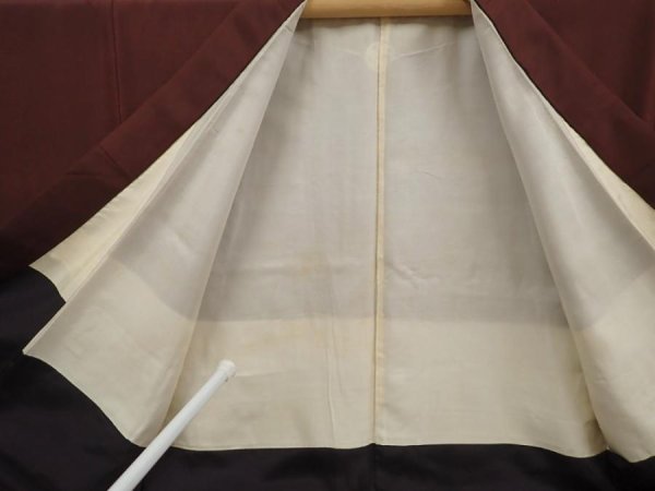 Photo8: 6724T08z570 Vintage Japanese Kimono Silk Men's  Plain Brown (8)