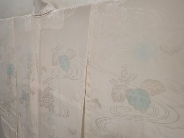 Photo2: 6724T09z700 Vintage Japanese Kimono Silk FURISODE JUBAN Paulownia Off-white (2)