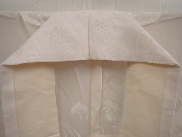 Photo5: 6724T09z700 Vintage Japanese Kimono Silk FURISODE JUBAN Paulownia Off-white (5)