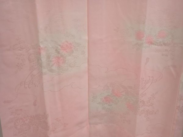 Photo3: 6724T11z610 Vintage Japanese Kimono Silk FURISODE JUBAN Flower cart Pink (3)