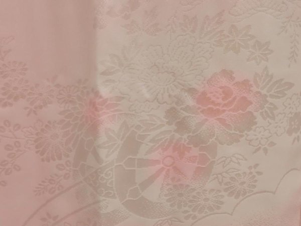 Photo4: 6724T11z610 Vintage Japanese Kimono Silk FURISODE JUBAN Flower cart Pink (4)