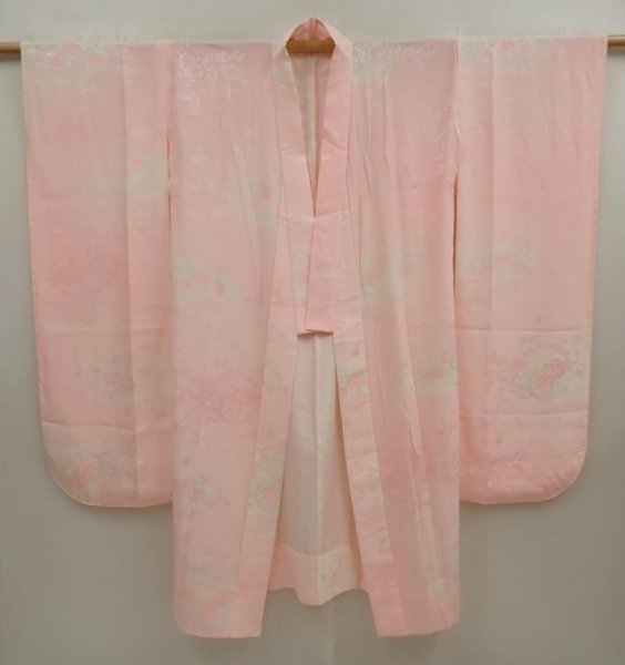 Photo6: 6724T11z610 Vintage Japanese Kimono Silk FURISODE JUBAN Flower cart Pink (6)
